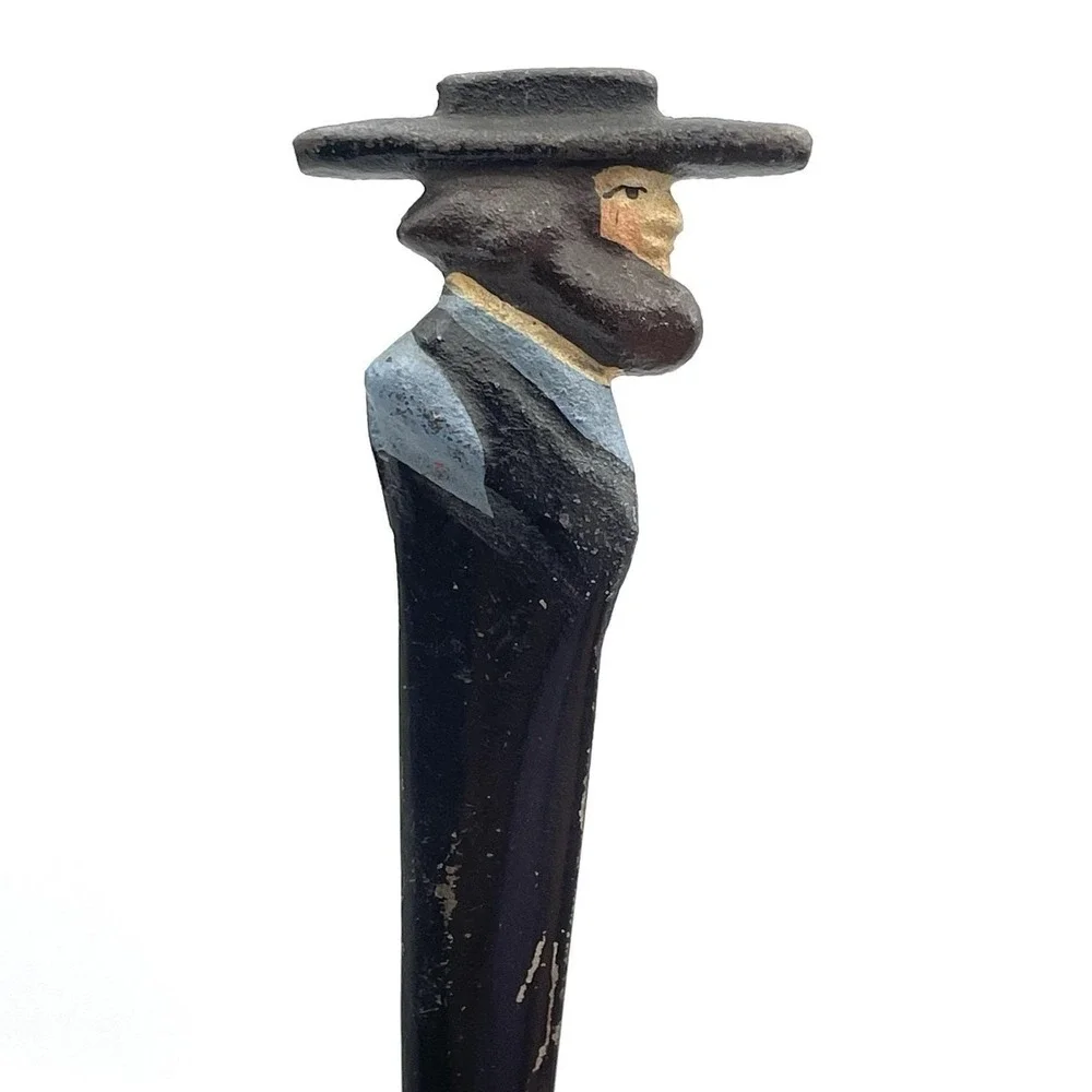 Vintage 1930s Cast Iron Amish Man Letter Opener Figural Folk‎ Art 6